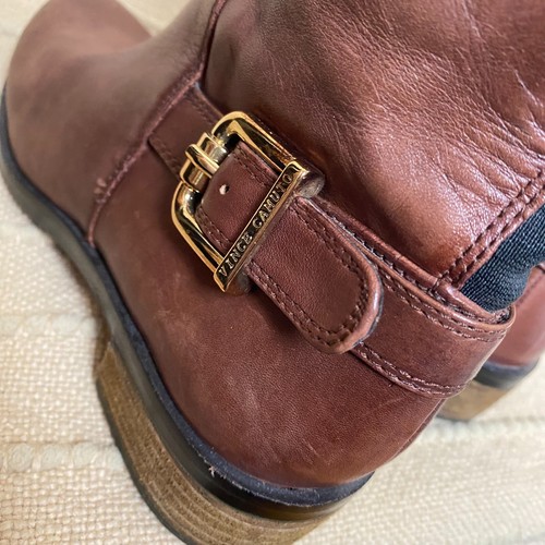 Vince Camuto Leather Tall Boots Women Volero Gingerbread Brown Buckle Ranch 7M - Picture 15 of 24