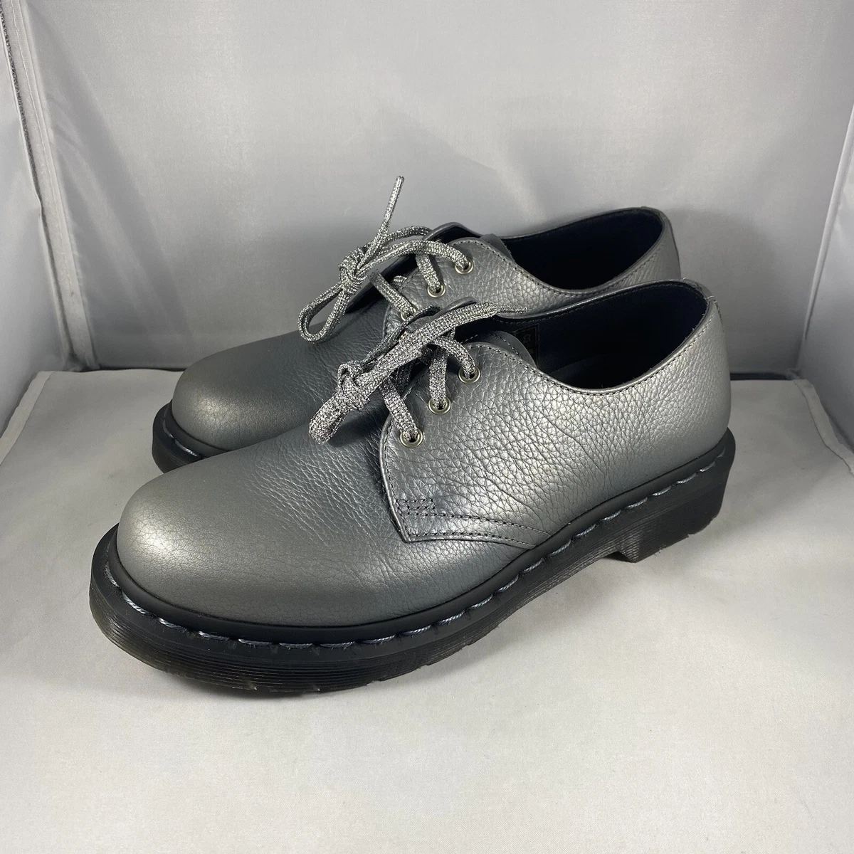 Dr. Martens 24983 Leather Steel Metallic Silver Size 7 Women 