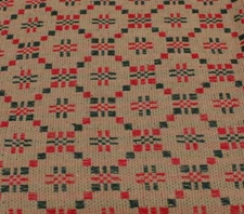 Country Snowfall RED TAN GREEN Table Runner 14" x 56"  Primitive Farmhouse
