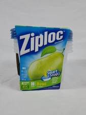 Ziploc Snap N Seal Smart Snap 4 Medium Bowls Containers Lids