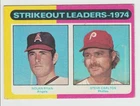 1975 Topps #312 Strikeout Leaders Nolan Ryan Steve Carlton Baseball Card = VG+