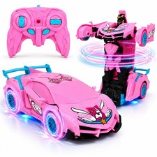 Unicorn Remote Control Car Toy for Girls, 2.4GHz RC Stunt with Lights Pink