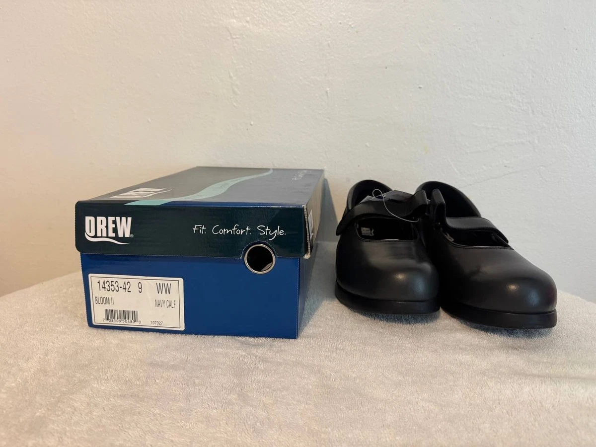 Drew Womens 10 AA Narrow Orthopedic Black Leather Whipstitch Oxford Shoes Vibram Drew Shoes Savannah 17100 Women main image 3