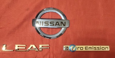  2011-2017 Nissan Leaf Zero Emission OEM Factory Blue Rear Trunk Emblem Set