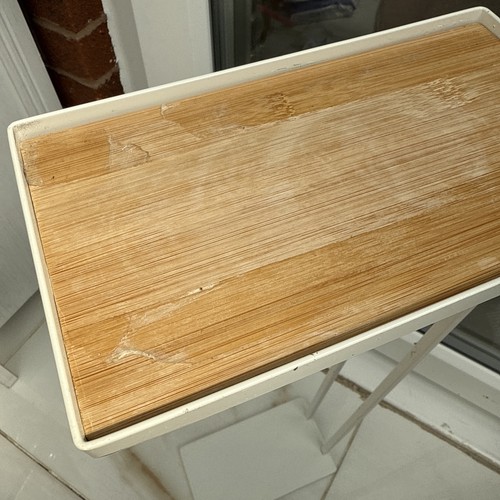 Mesa auxiliar delgada de metal y madera -Top 23 x 13 X H 73 cm - Imagen 8 de 24