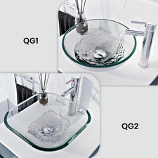 BELOFAY GLASS BASIN SINK WASH BOWL CLEAR BATHROOM CLOAKROOM COUNTERTOP- 420mm