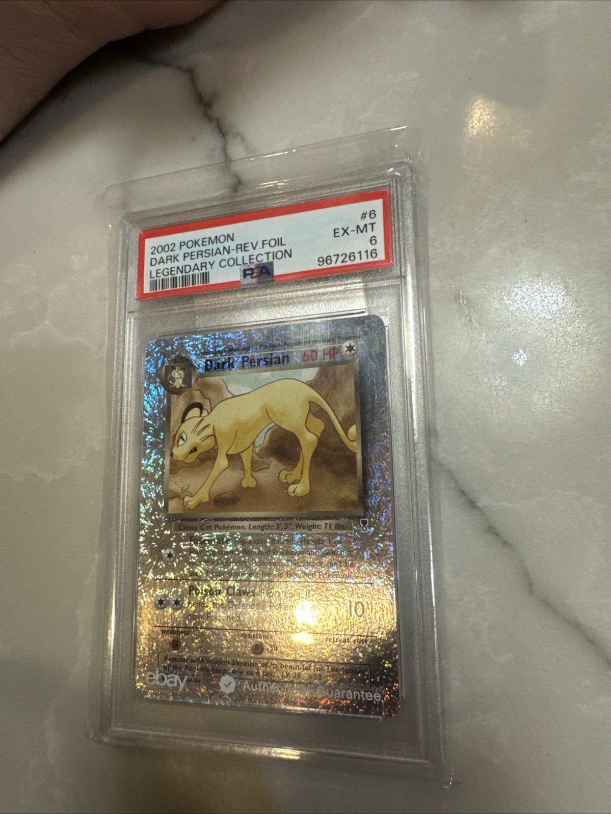 2002 POKEMON LEGENDARY COLLECTION #6 DARK PERSIAN-REVERSE FOIL PSA 6