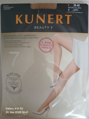 Gr. 38 40 NEU - Fein Strumpfhose Kunert Beauty 7 den ultratransparent, Natur Ton