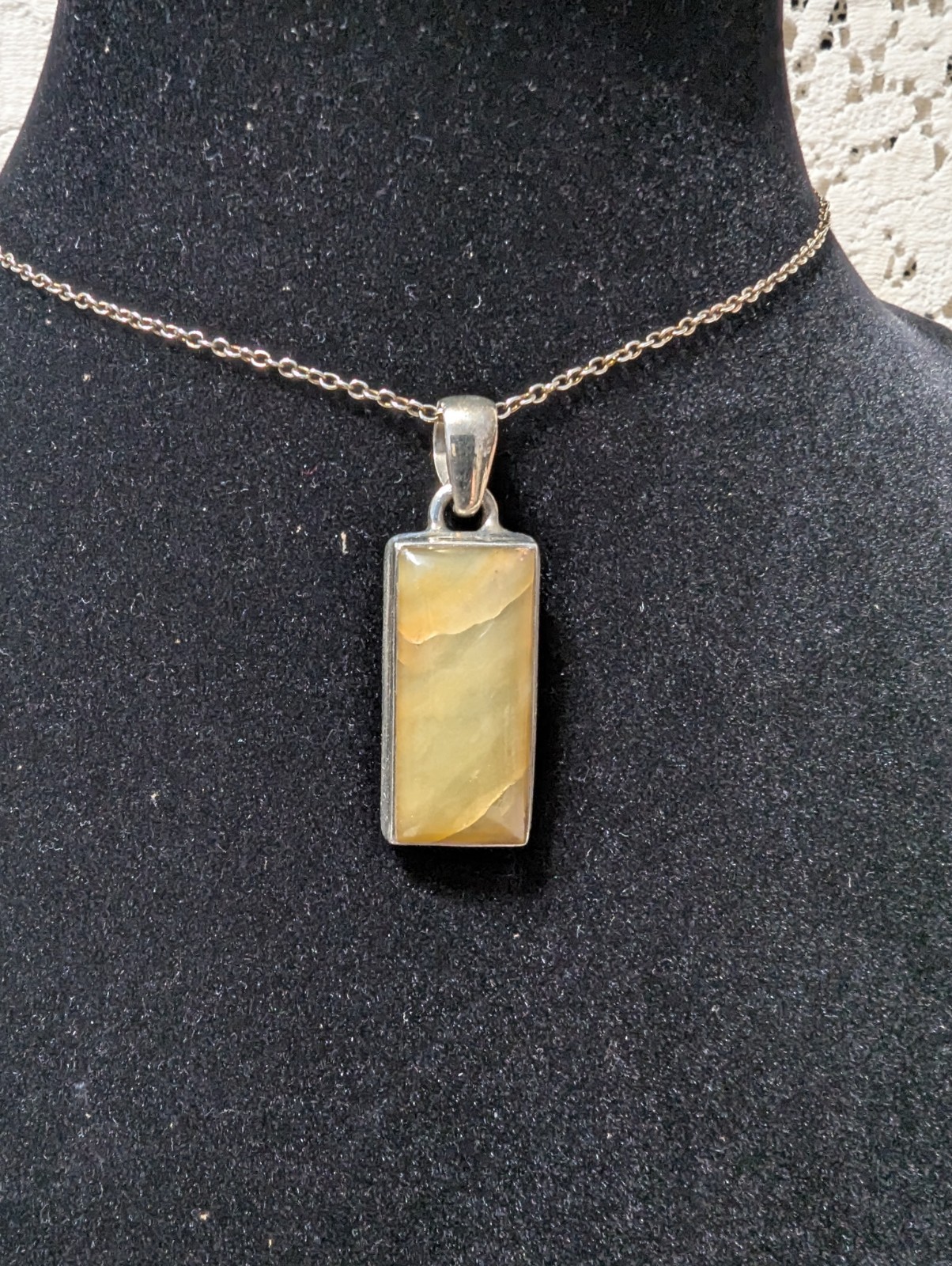 Rectangular Agate 925 Sterling Silver Pendant - image 3