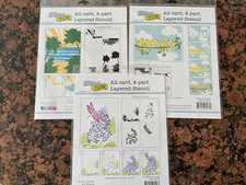 Lot of 3 - A2 Card 4-Part Layered Stencils- Lilac, Palm Trees, Birds on a Branch
