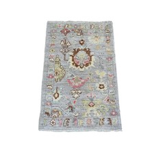 2'x3' Gray Pure Wool Afghan Angora Oushak Hand Knotted Mat Oriental Rug 21594
