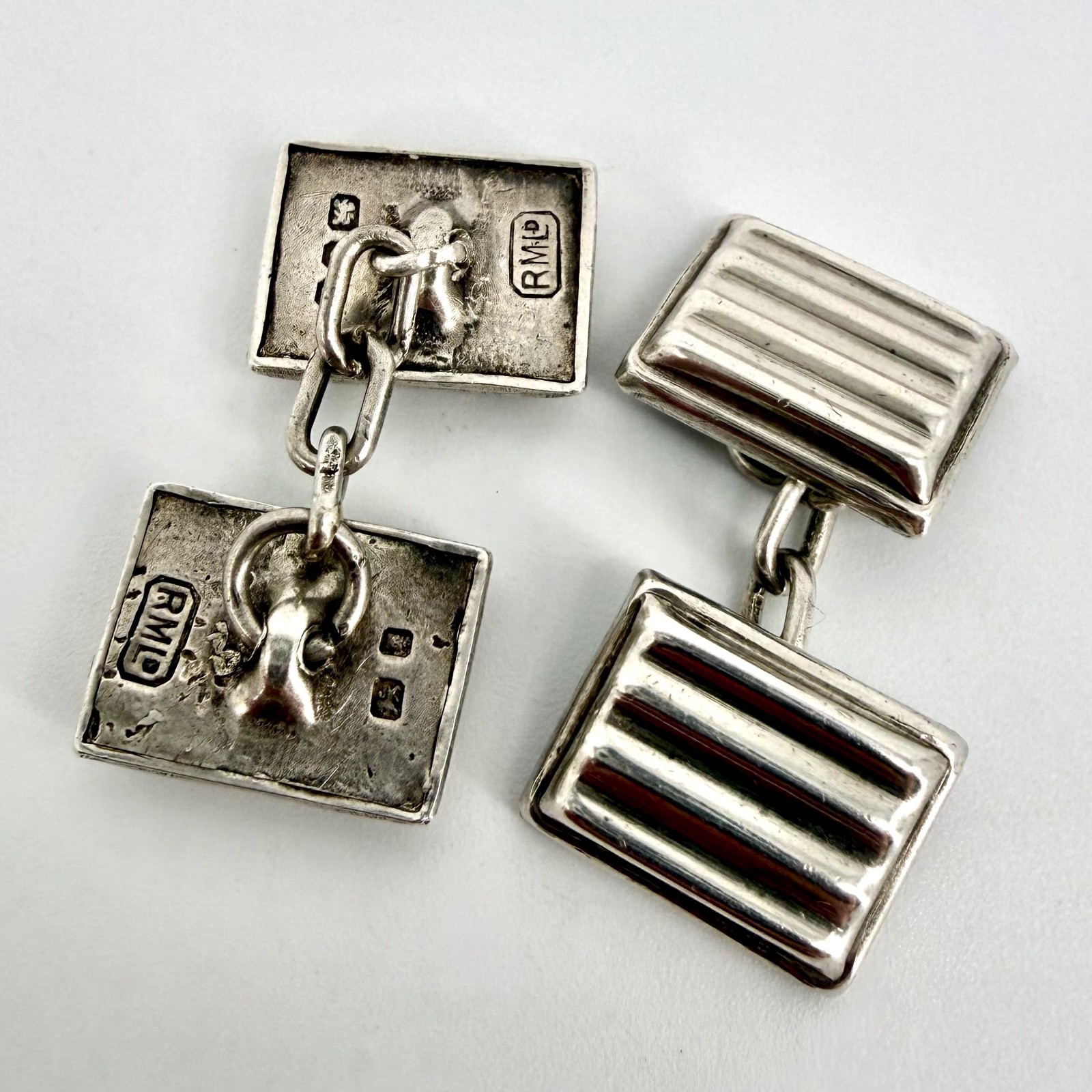 Vintage Solid Silver Cufflinks – Hallmarked Londo… - image 2