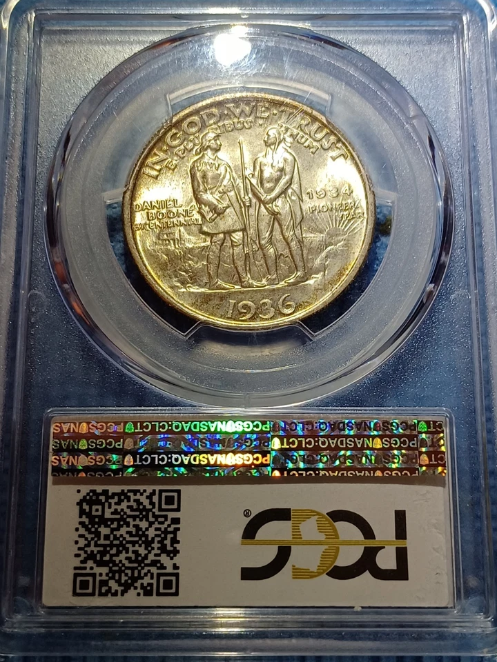 1936 Boone Commemorative Half Dollar PCGS MS66 Frosty Workingman Luster - Image 2 of 4