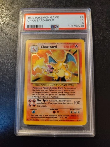 Pokémon TCG Charizard Holo Rare Card Base Set, PSA 5, 4/102
