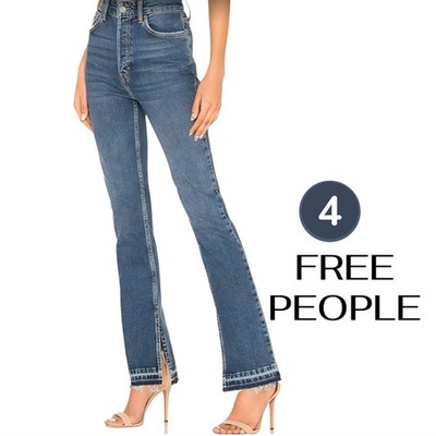 Free People Emmy Split Hem Skinny Jeans in Blue    Size 27   y2k   Chic   2000s 