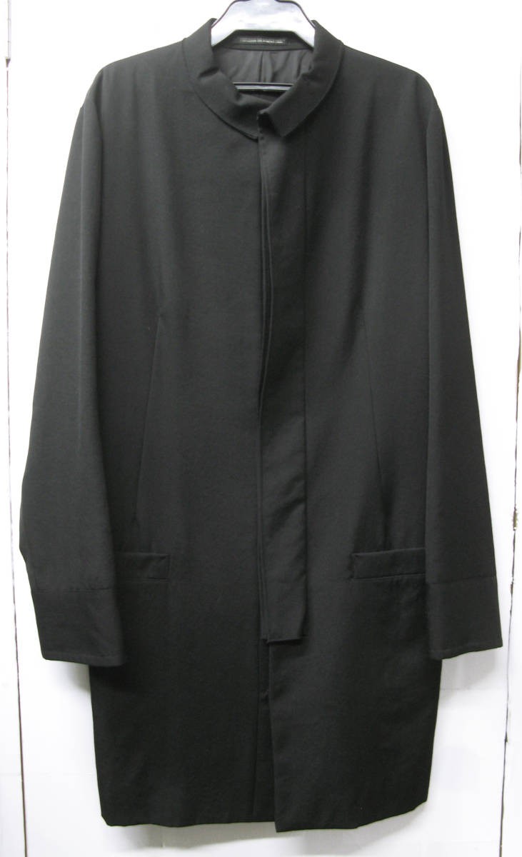 ジャケット・アウター Yohji Yamamoto Black Wool Long Coat Yohji Yamamoto Noir Wool Long Coat Jacket Women's M 85cm