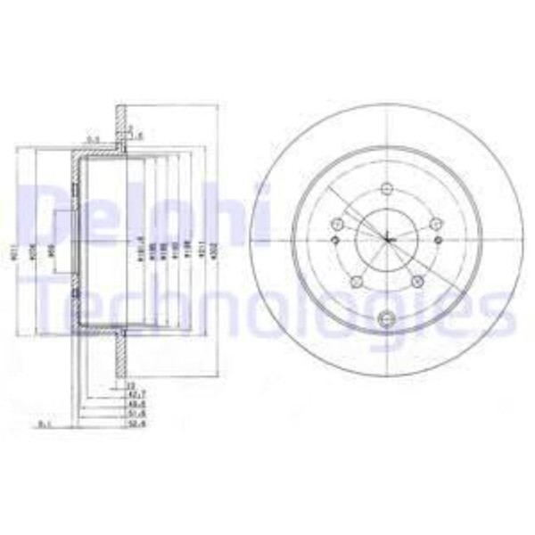 Delphi 2X Bremsscheibe Hinten Ø302 Mm Voll Unbeschichtet FüR Mitsubishi Grandis-image