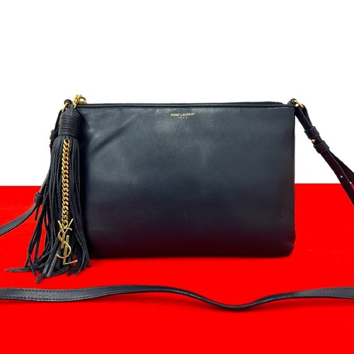 Saint Laurent Paris YSL Logo Leather Handbag