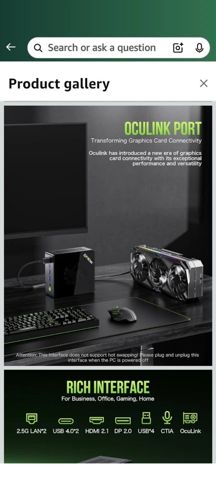 GMKtec Mini PC Gaming, M7 AMD Ryzen 7 PRO 6850H (8C/16T 4.70Ghz) Dual NIC LAN... - Image 4 of 4