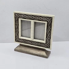 VTG Terragrafics 1996 Metal Ceramic Double Picture Frame HOLD Two Photos 2.5x2"