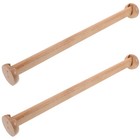  2 Sets Heavy Duty Closet Pole 50cm Wooden Clothes Hanging Rod with Flanges for