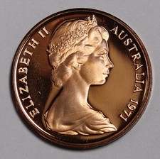 1971 Australia 1c Cent Proof Coin QEII 15.3k Minted GEM