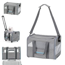 Pet Carrier for Small Pet, Cat Dog Carrier for Car Soft Sided Dog Rolling Cra...