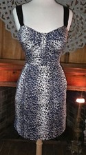 GUESS Los Angeles blue get cheetah Y2K bodycon corset top mini dress