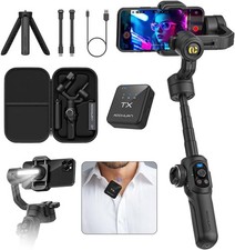 S2 Mic Smartphone Gimbal Stabilizer w/Wireless Lavalier Microphone, Black