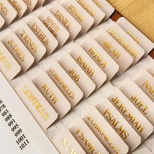 Laminated Bible Tabs, Gold Foil Embossed Lettering Bible Chapter Index Tabs for