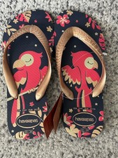 NEW Havaianas Girls Rose Gold Bird Flip Flops Size 3Y-4Y NWT Sandals