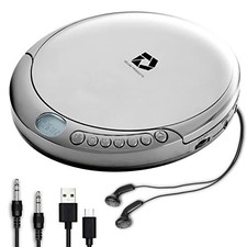 Deluxe Products Portable CD Player 60 Second Anti-Skip Aux Earbuds SILVER