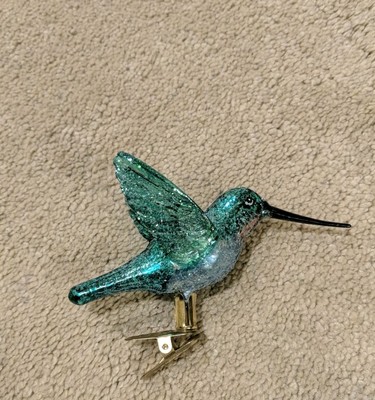 Noble Gems Kurt Adler Hand-Crafted Glass Christmas Ornament Clip On Hummingbird