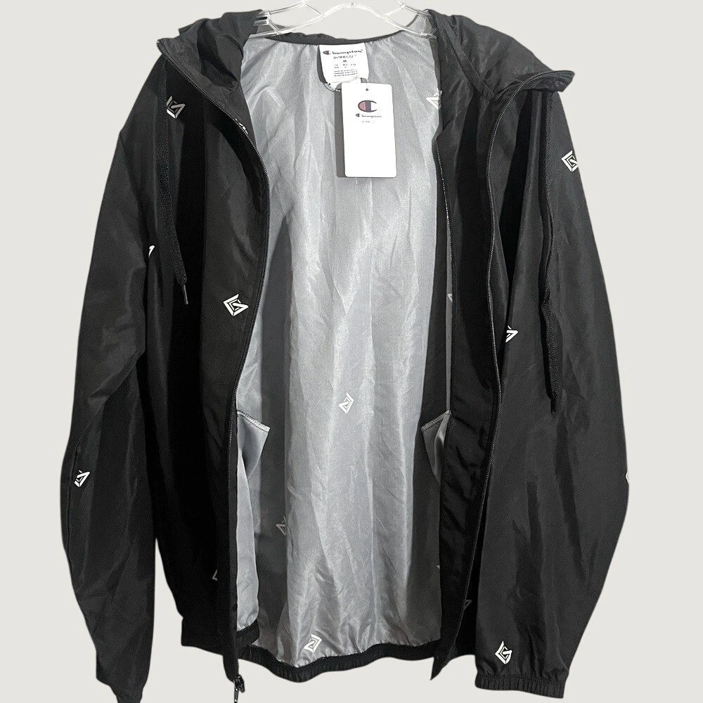 Champion UltraFuse Hooded Windbreaker Jacket Mens Medium Black GLADD Logo NWT - product detail image 3