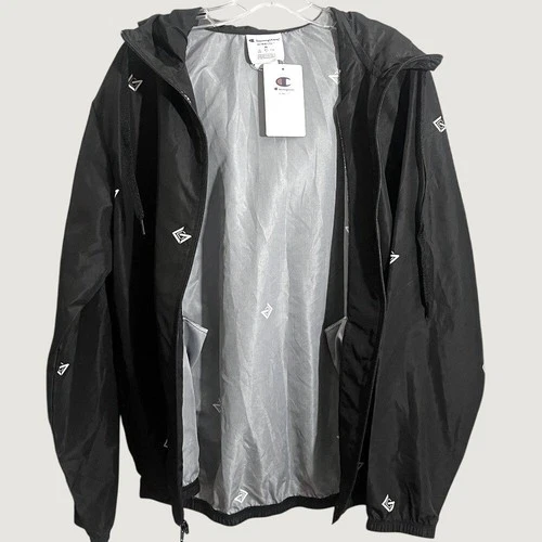 Champion UltraFuse Hooded Windbreaker Jacket Mens Medium Black GLADD Logo NWT image 3