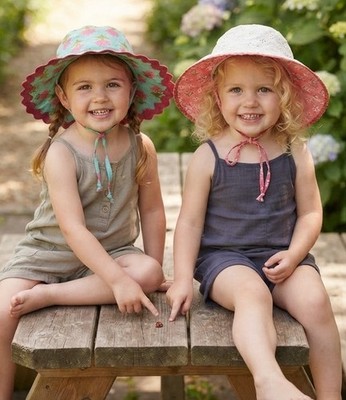 Lot of 2 YO BABY Sun Hats Girls Toddler OS Boho Prints Reversible Floppy Hat NWT