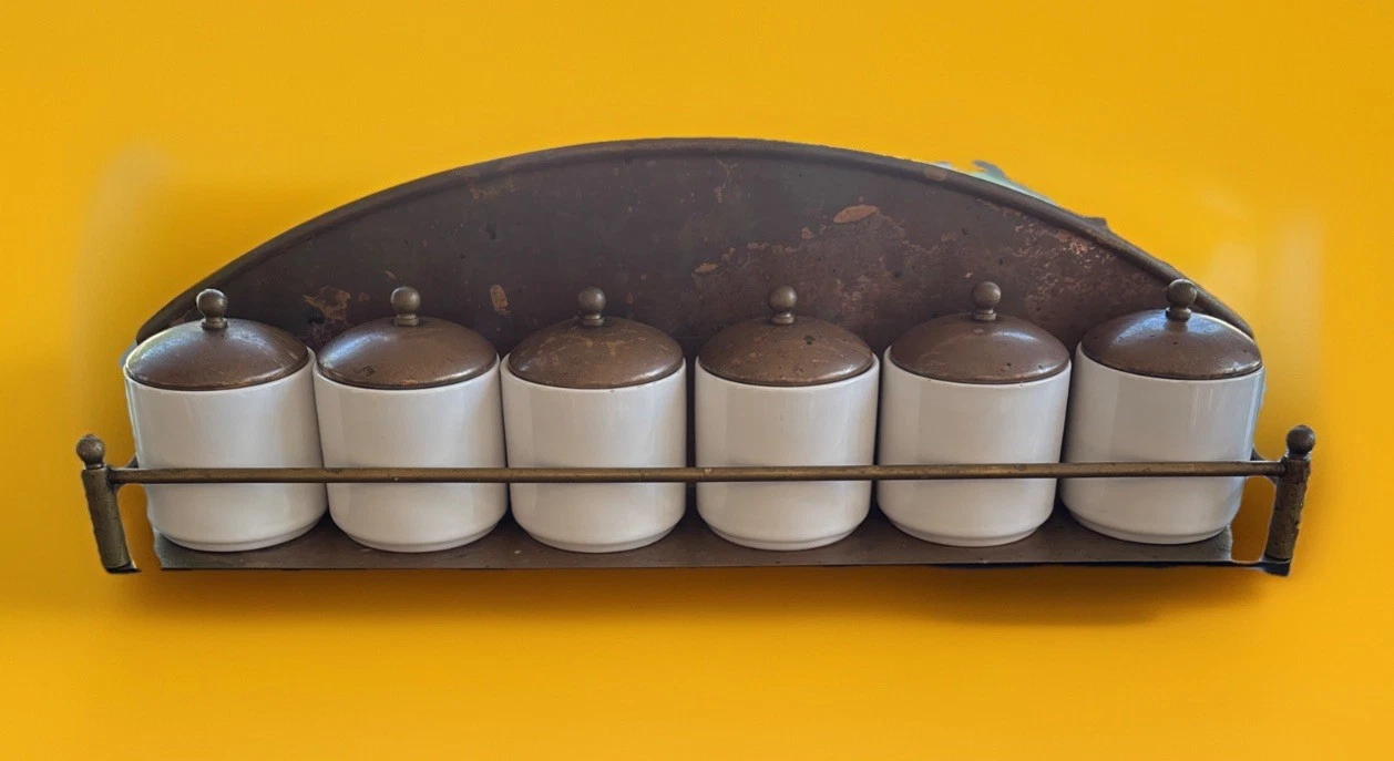 Vintage Spice Rack Porcelain And Copper
Opens in a new window or tab