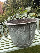 Antique Circular Copper Riveted Cauldron Planter Log Basket C1815 Maker Mark W&S