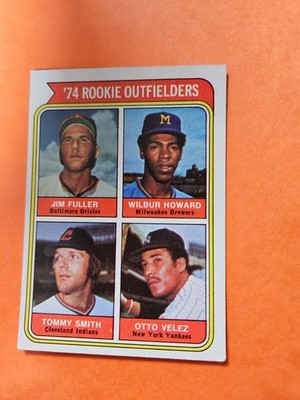 1974 Topps #606 1974 Rookie Outfielders (Fuller, Howard, Smith, Velez) SCANNED