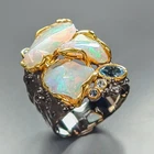 6 ct+ gemstone Natural Opal Ring 925 Sterling Silver Size 9 /R470110