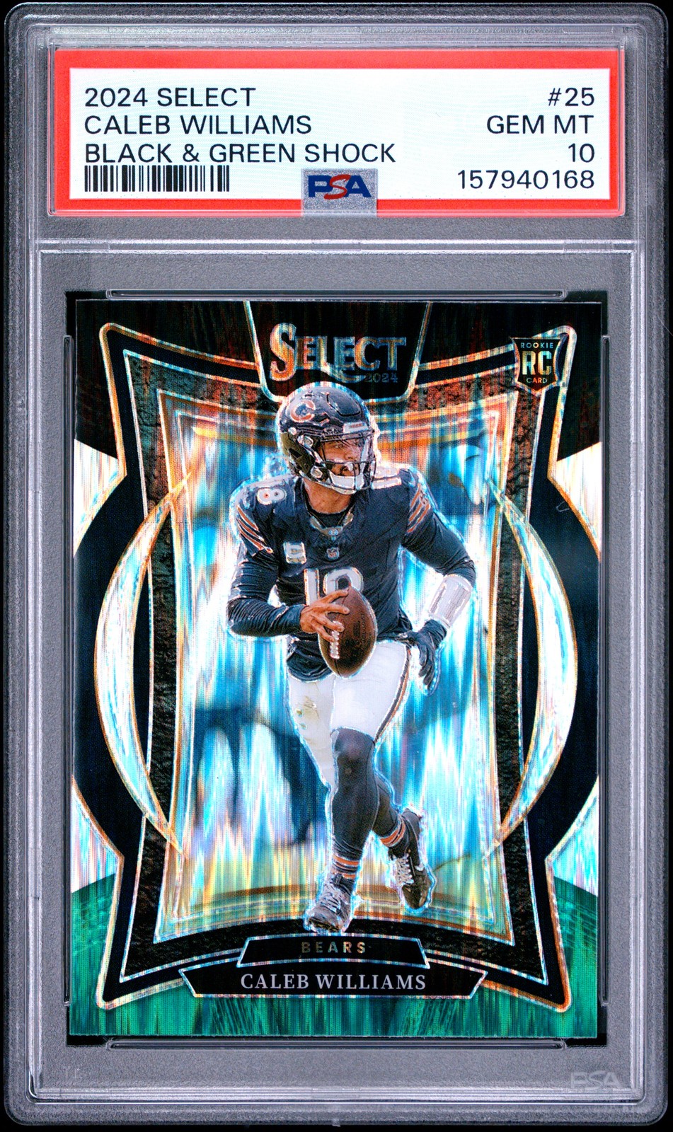 Caleb Williams Panini Select #25 Black/Green Shock