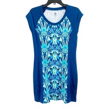Title Nine Athletic Tennis Active Lounge Blue Venetian Geometric Dress Sz Small