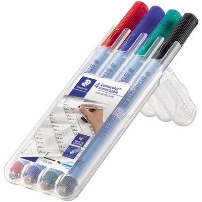 Staedtler Lumocolor correctable Pens, 305MWP4 4 Count (Pack of 1), Multi