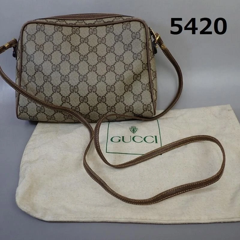 Sac à bandoulière Gucci GG Pattern GG Supreme cuir PVC toile marron beige pp