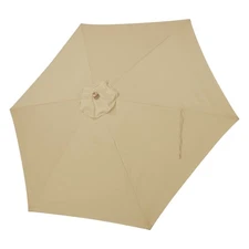 9Ft Patio Umbrella Replacement Canopy 6 Rib Outdoor Garden Pool Top Cover Tan