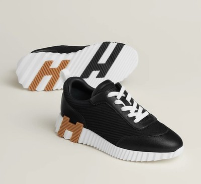 Size 39EU NEW in Box HERMES Black Leather Bouncing Women Sneaker