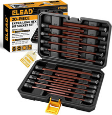 Extra-Long Allen Hex Bit Socket Set: 20-Piece 3/8 Inch Drive, S2 Steel, Standard
