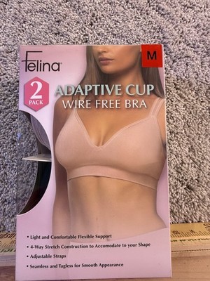 NWOT 2 Felina Costco Bras Size Medium Wire-free 1 Beige 1 Black