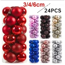 24Pcs 3/4/6CM  Christmas Balls Tree Ornaments Hanging Ball Xmas