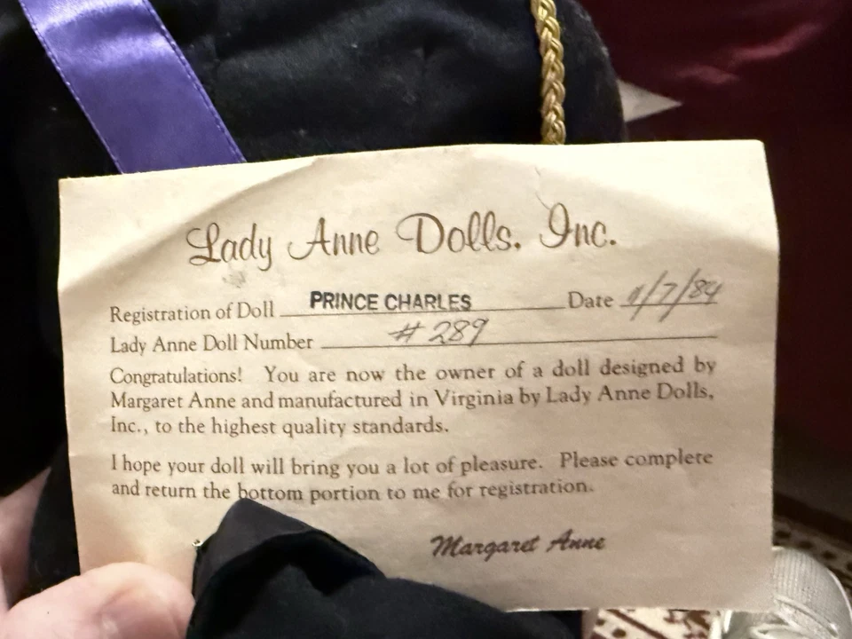 Vintage Lady Anne 22 Inch Porcelain Dolls.   Royal Family Wedding Attire. - Image 4 of 4